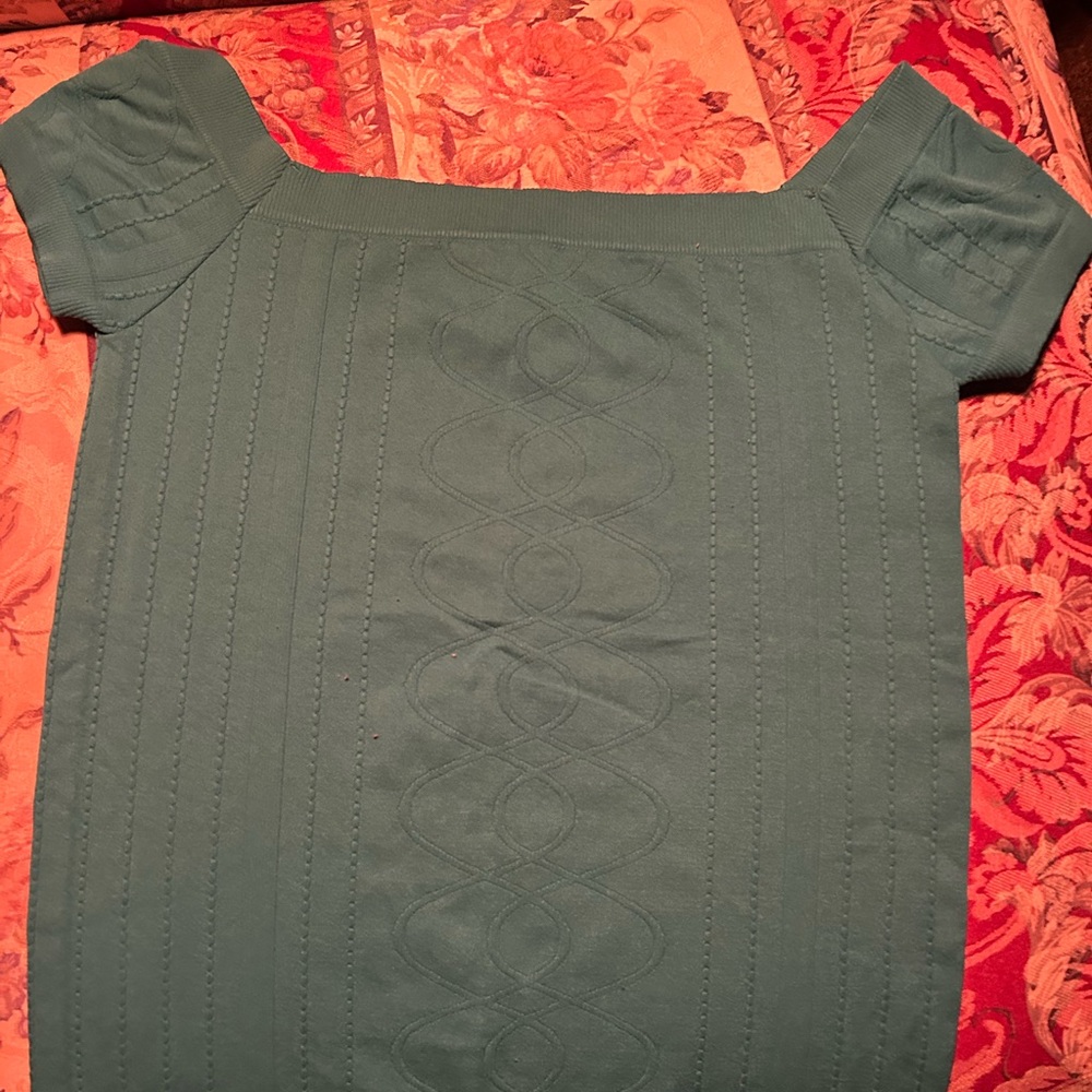 Green Off the Shoulder Cap Sleeve T-Shirt